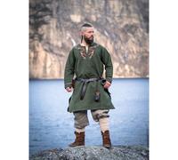Wikinger Tunika mit Urnes-Stil Handstickerei Grün ""Snorri"" XL