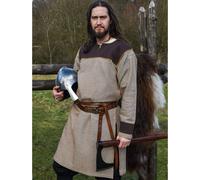 Battle-Merchant Wikinger Tunika Ove, Fischgrätmuster, Herren, Braun, S