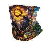Wikinger Vintage Odin Raben Nahtloses Bandana - Nordische Mythologie Valknut Krähe Tiergrafik Halswärmer Für Männer Und Frauen - Sommer Wandern Lässige Straßen Atmungsaktive Kopfbedeckung