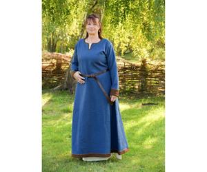 Wikinger Wollkleid blau-braun, „Lykka“ XXL