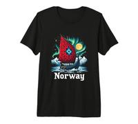 Wikingerschiff mit Aurora und Bergen Premium T-Shirt