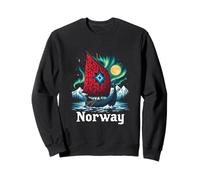Wikingerschiff mit Aurora und Bergen Sweatshirt