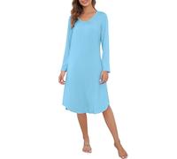 Wikoan Damen Langarm Nachthemd Elegant Schlafshirt Lang Weich Schlafkleid Nachthemden Winter Sleepshirt Nachtwäsche Hauskleid Nachtkleid S-XXL