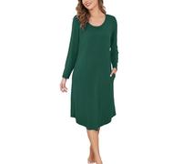 Wikoan Damen Langarm Nachthemd Elegant Schlafshirt Lang Weich Schlafkleid Nachthemden Winter Sleepshirt Nachtwäsche Hauskleid Nachtkleid S-XXL