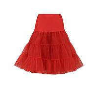 Wikoan Petticoat Damen Unterrock Kurz Reifrock Underskirt Crinoline Rockabilly Rock für Abschlussball Abend Brautkleid Rot XXL