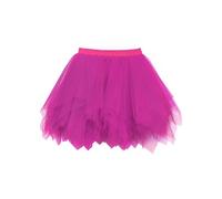 Wikoan Tüllrock Damen Unterrock Kurz Ballett Tutu Klassisch Petticoat Rockabilly Faltenrock A-Linie Mini Rock für Karneval Kostüm Halloween Tanzen Party Rosenrot 2XL-3XL