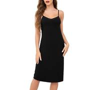 Wikoan Unterkleid Damen Lang Unterkleider mit Trägern Sexy Unterröcke Nachthemd Damen Sommer Spaghettiträger Negligee Nachtkleid Schwarz M
