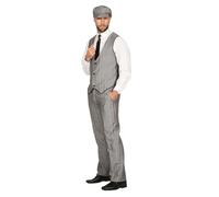 WILBERS & WILBERS 20er Jahre Peaky Blinders Anzug Schwarz-Weiß Lange Hose Weste Mütze Schiebermütze The Roaring Twenties 20's, Größe:50