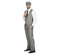 WILBERS & WILBERS 20er Jahre Peaky Blinders Anzug Schwarz-Weiß Lange Hose Weste Mütze Schiebermütze The Roaring Twenties 20's, Größe:56
