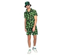 WILBERS & WILBERS 5125 - Festival Set mit Blätter-Print, Hemd und Hose, Party Outfit für Herren, Sommeranzug, Karneval
