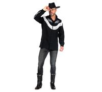 WILBERS & WILBERS 5304 - Retro Westernhemd für Herren, schwarz, Cowboy, Wilder Westen Mottoparty