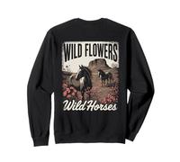 Wild Horses Wildflowers Cowgirl Country Western Rodeos Sweatshirt