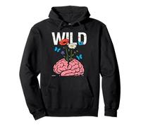 Wild Mind Vintage-Grunge-Design mit floralem Hirn-Schmetterlingsmotiv Pullover Hoodie