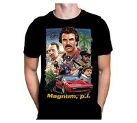 Wild Star Hearts WSH - Magnum P.I - Classic 80's Crime Drama TV Show - Fan Merchandise Men's Black T-Shirt, Schwarz , 3XL