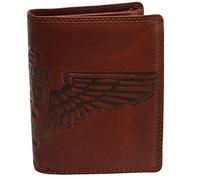 WILD THINGS ONLY !!! Adlerdruck Vintage Herren Portemonnaie Used Look Handgemacht echt Leder Hochformat rot