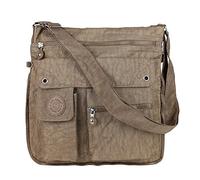 Bag Street 2221 sportliche Handtasche Umhängetasche Schultertasche aus Nylon, Braun, 32 x 33 x 3 cm