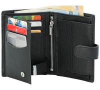 WILD THINGS ONLY !!! Große Herren Geldbörse Leder RFID - Portemonnaie Hochformat mit Druckknopf, viele Fächer, extra sicher, klassisches Wallet (Schwarz)