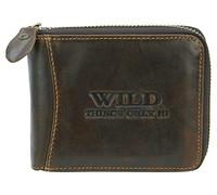 WILD THINGS ONLY !!! Herren Brieftasche mit Reißverschluss - Leder Geldbörse mit RFID-Schutz & Geschenk-Box (Querformat, Braun)