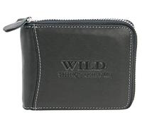 WILD THINGS ONLY !!! Herren Brieftasche mit Reißverschluss - Leder Geldbörse mit RFID-Schutz & Geschenk-Box (Querformat, Schwarz)