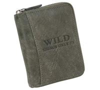 WILD THINGS ONLY !!! Herren Geldbörse aus Echt-Leder mit umlaufendem Reißverschluss & RFID Schutz (Hochformat, Grau)