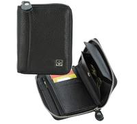 WILD THINGS ONLY !!! Herren Geldbörse Leder RFID - Portemonnaie mit Reißverschluss, Hochformat, viele Kartenfächer, kompakt (Schwarz)