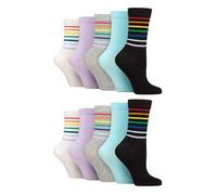Wildfeet - 10er Pack Damen Bambus Crew Socken mit Punkten, Leoparden- und Blumenmuster - Multicolour EU 37 - 42