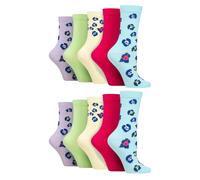 Wildfeet - 10er Pack Damen Bambus Crew Socken mit Punkten, Leoparden- und Blumenmuster - Multicolour EU 37 - 42