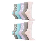 Wildfeet - 10er Pack Damen Bambus Crew Socken mit Punkten, Leoparden- und Blumenmuster - Multicolour EU 37 - 42