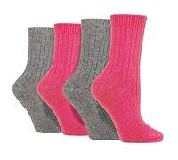 WILDFEET 4er Pack Damen Kaschmir Socken Anti Blasen Weich Socken Stiefel Dame (37-42, Pink/Grau)