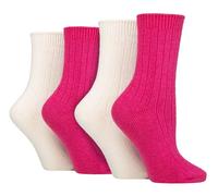 WILDFEET 4er Pack Damen Kaschmir Socken Anti Blasen Weich Socken Stiefel Dame (37-42, Wein/Creme)