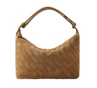 Wildleder Handtasche für Damen, Leder gewebte Tasche, kleine Clutch, Wildleder-Handtasche, Unterarm-Geldbörse, Top-Griff Handtasche, Khaki