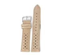 Wildleder-Leder-Uhrband 18-24mm Ersatz Armband Uhrengurt, Khaki, 24mm