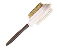 Wildlederbürste mit Stiel - Schuhbürste mit Messing, Nylon und Gummi - Raulederbürste zur Velourleder Reinigung und Pflege - mit Nubuk Radiergummi, für Nubuk, Rauleder, Wildleder und Velour