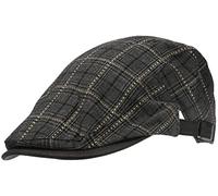 Wilhelm Sell® Klassische Flatcap im traditionellen Look - Schiebermütze mit Schnalle (01 Stück - Schwarz/Grau Kariert)