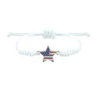 Wilitto Patriotisches Armband, Unabhängigkeitstag, Schmuck, amerikanischer 4. Juli, USA-Briefanhänger, Flaggenform, verstellbarer Kordelzug, Quaste, Metall, Sekundärer Stein