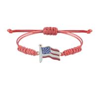 Wilitto Patriotisches Armband, Unabhängigkeitstag, Schmuck, amerikanischer 4. Juli, USA-Briefanhänger, Flaggenform, verstellbarer Kordelzug, Quaste, Metall, Sekundärer Stein