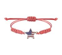 Wilitto Patriotisches Armband, Unabhängigkeitstag, Schmuck, amerikanischer 4. Juli, USA-Briefanhänger, Flaggenform, verstellbarer Kordelzug, Quaste, Metall, Sekundärer Stein