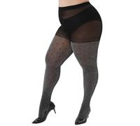 WiliW Strumpfhosen Damen Grosse Grössen,Glitzer Strumpfhosen Damen Muster,Strumpfhose Damen Schwarz Glänzenden 40 Denier mit Punkten