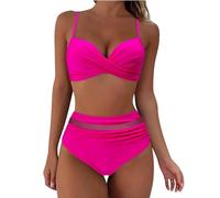 WILLBEST Bikini Damen Set große brüste Bikini Oberteil Triangle Damen Set mit bügel sexy Badeanzug mit Rockteil Glitzer Jumpsuit high Waist