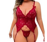 WILLBEST Dessous Damen sexy reizwäsche rot sportunterwäsche Damen Corsage Hochzeit damenunterwäsche Set babydollkleider unterhemd mit Bustier e Dessous Sets Slips still BH große brüste BH