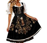 WILLBEST Dirndlkleid Damen 2tlg inkl.Dirndl und Dirndlschürze, Midi Trachtenkleid Trachtenmode Kleid Dirndl Kleidung Tracht Dirndlkleid Schürze Spitze Kleid für Mode Oktoberfest Outfit