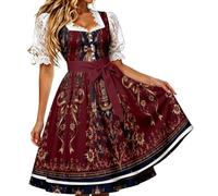 WILLBEST Dirndlkleid Damen 2tlg inkl.Dirndl und Dirndlschürze, Midi Trachtenkleid Trachtenmode Kleid Dirndl Kleidung Tracht Dirndlkleid Schürze Spitze Kleid für Mode Oktoberfest Outfit