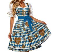 WILLBEST Dirndlkleid Damen 2tlg inkl.Dirndl und Dirndlschürze, Midi Trachtenkleid Trachtenmode Kleid Dirndl Kleidung Tracht Dirndlkleid Schürze Spitze Kleid für Mode Oktoberfest Outfit