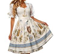 WILLBEST Dirndlkleid Damen 2tlg inkl.Dirndl und Dirndlschürze, Midi Trachtenkleid Trachtenmode Kleid Dirndl Kleidung Tracht Dirndlkleid Schürze Spitze Kleid für Mode Oktoberfest Outfit