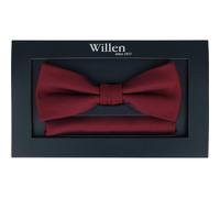 Willen - Schleife und Einstecktuch,Schleife blau,Schleife Hochzeit,Schleife Anzug,Schleife Hemd bordeaux - Gr. - OS