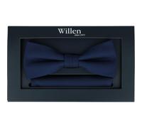 Willen - Schleife und Einstecktuch,Schleife blau,Schleife Hochzeit,Schleife Anzug,Schleife Hemd marine - Gr. - OS