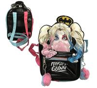 William Lamb Harley Quinn Batman Rucksack aus Kunstleder, mit auffälligem Gesichts-Design, Schwarz, für Kinder