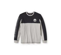 Willie G. Skull Colorblock Longsleeve Tee Shirt Harley Black & Ghost Grey, XXL XXL schwarz hell grau