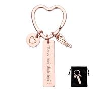 Willingood Herz Schlüsselanhänger, Roségold Schutzengel Glücksbringer, Auto Schlüsselanhänger für Frauen Beste Freundin Mutter Mädchen, Geschenke zum Führerschein Weihnachten Geburtstag