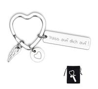 Willingood Herz Schlüsselanhänger, Silber Schutzengel Glücksbringer, Auto Schlüsselanhänger für Frauen Beste Freundin Mutter Mädchen, Geschenke zum Führerschein Weihnachten Geburtstag